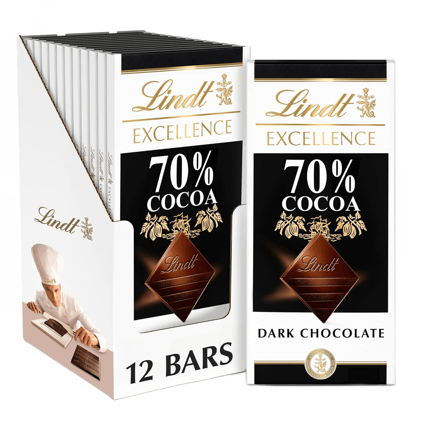 Lindt Excellence 70% Dark Chocolate, 12 Bars