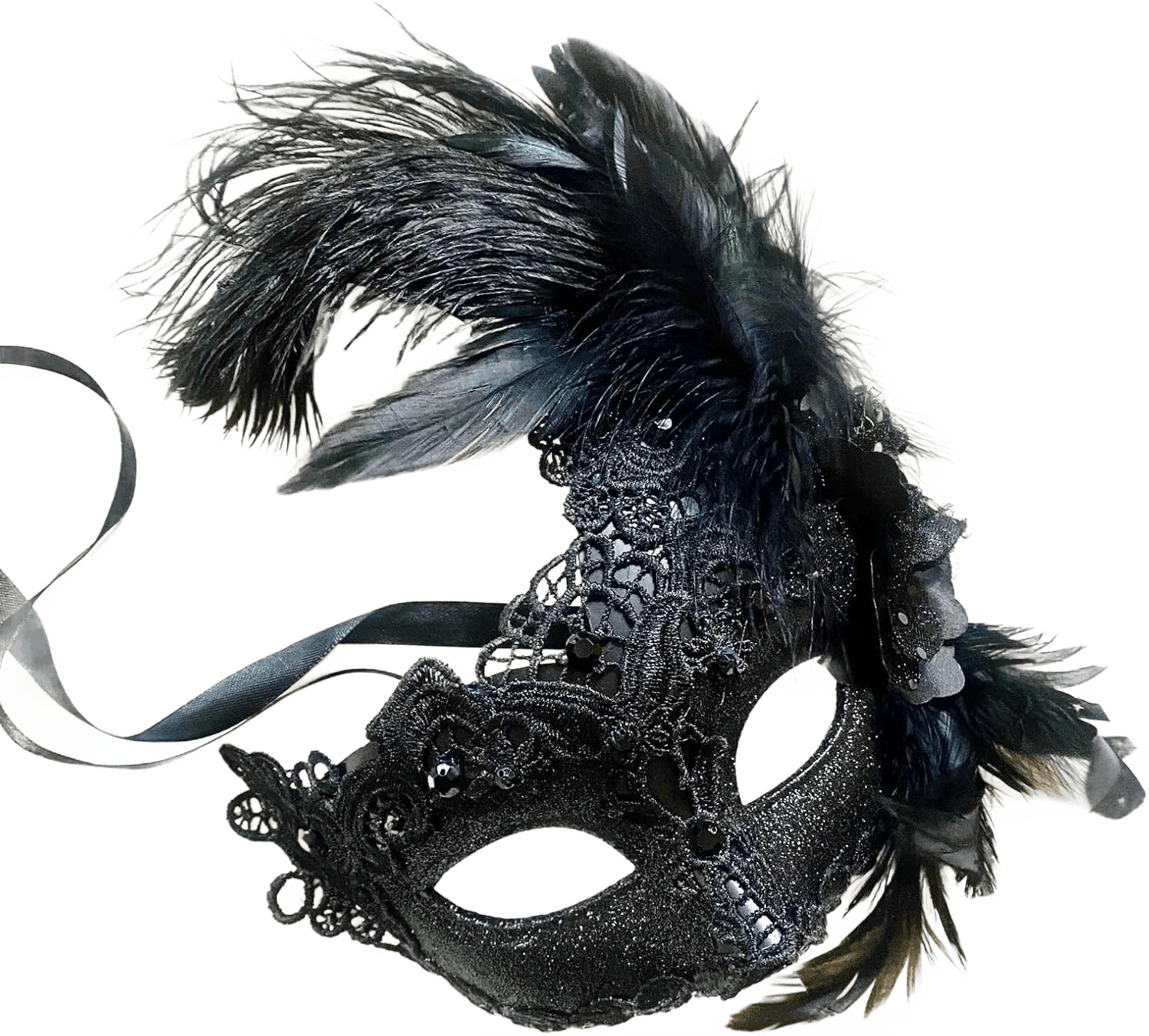 Brocade Lace Masquerade Mask, Black