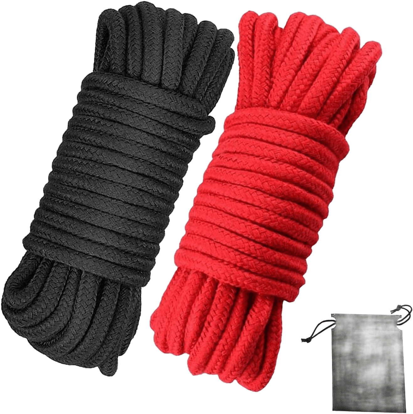 Soft Cotton Rope, 32 ft (Black and Red)