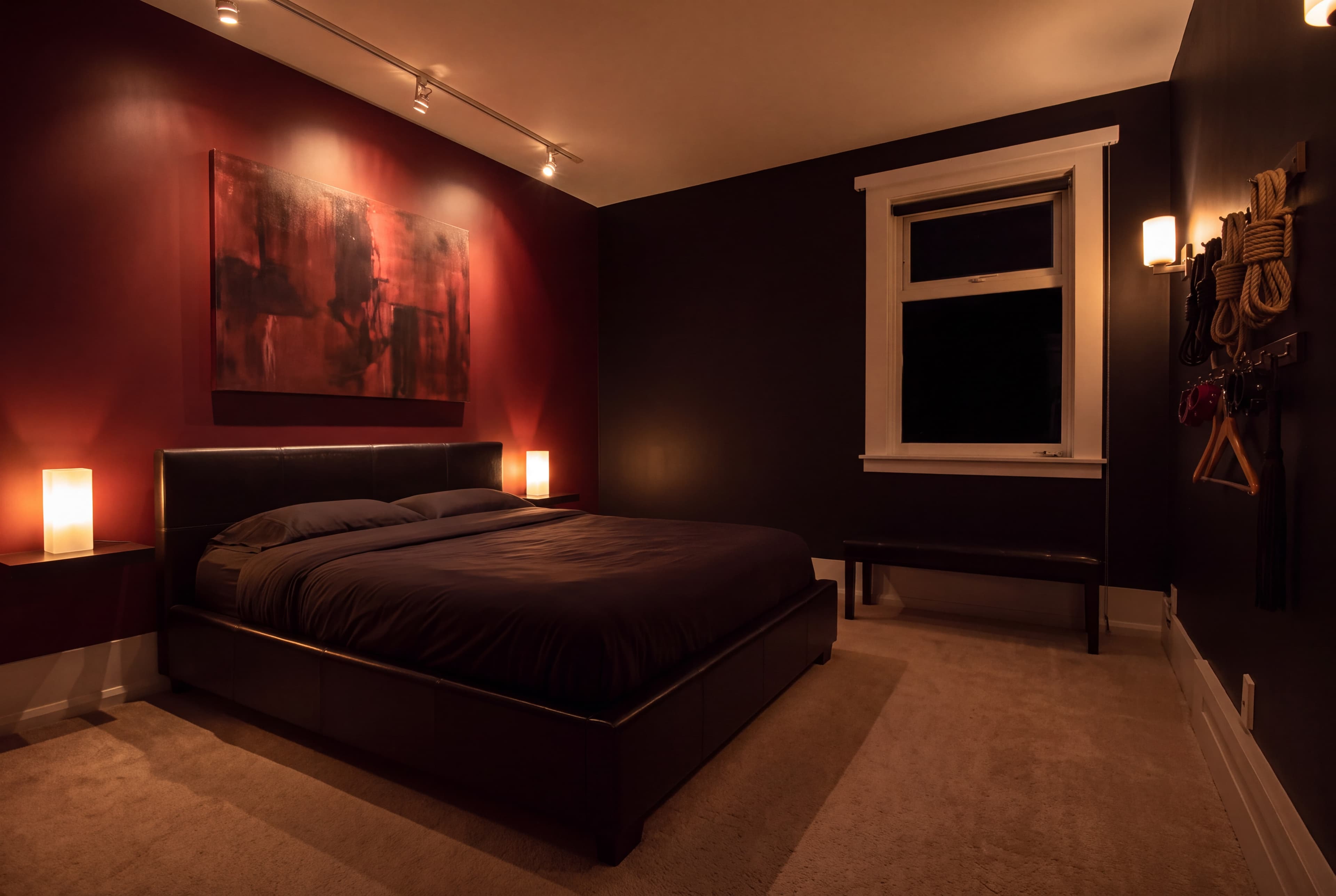 An empty spare room, as Modern Noir (after)