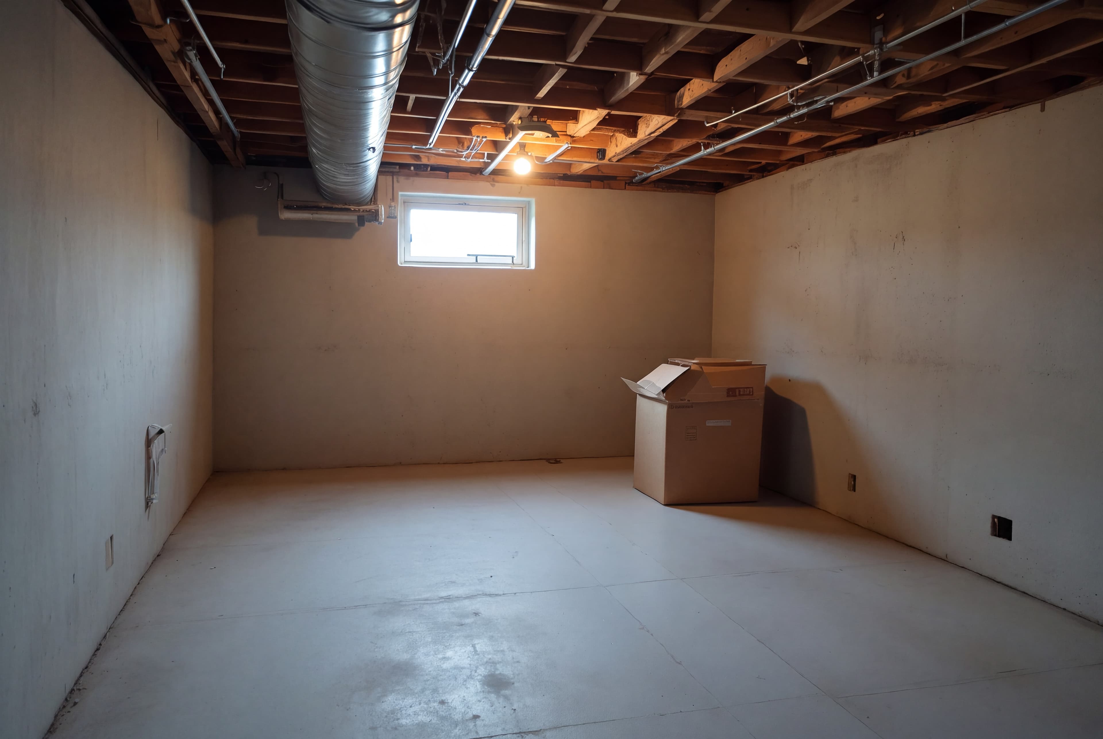 An unfinished basement, as Industrial Loft (before)