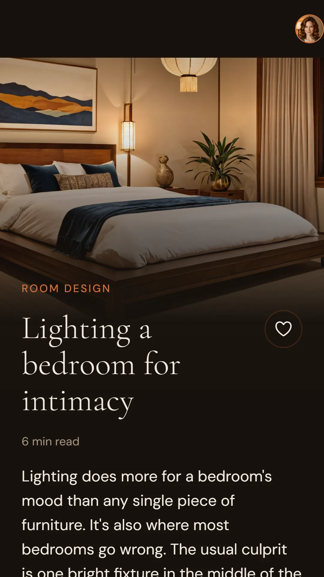 A Braise guide on lighting a bedroom, open in the app