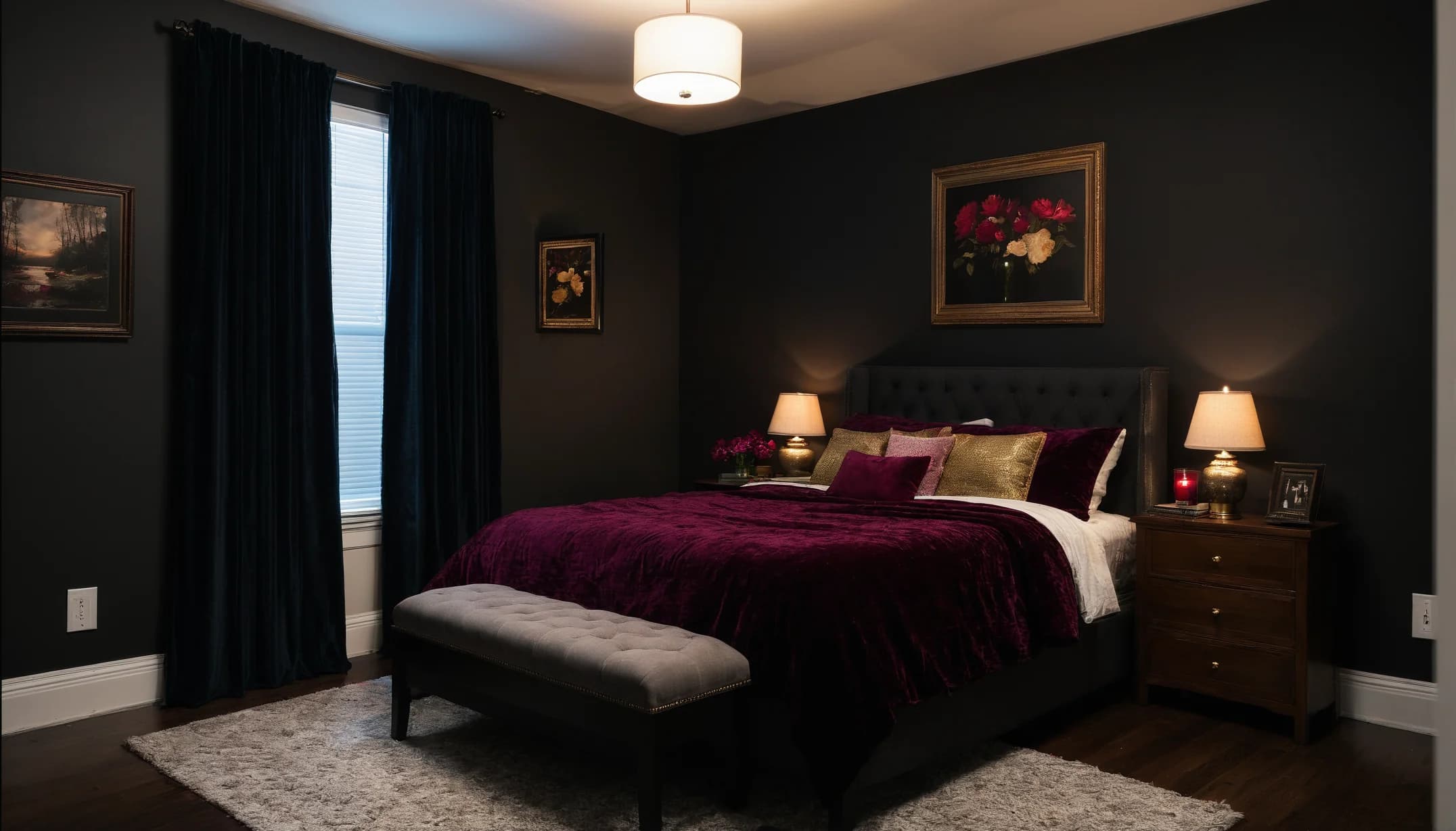 Gothic Romance, Plum velvet & gilt florals