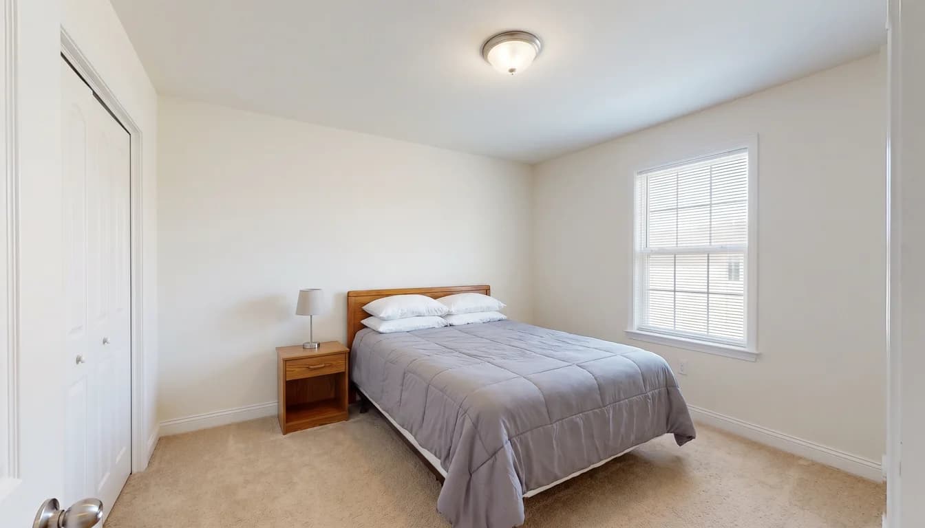 An ordinary bedroom before, and the same room in Velvet Holiday at night (before)