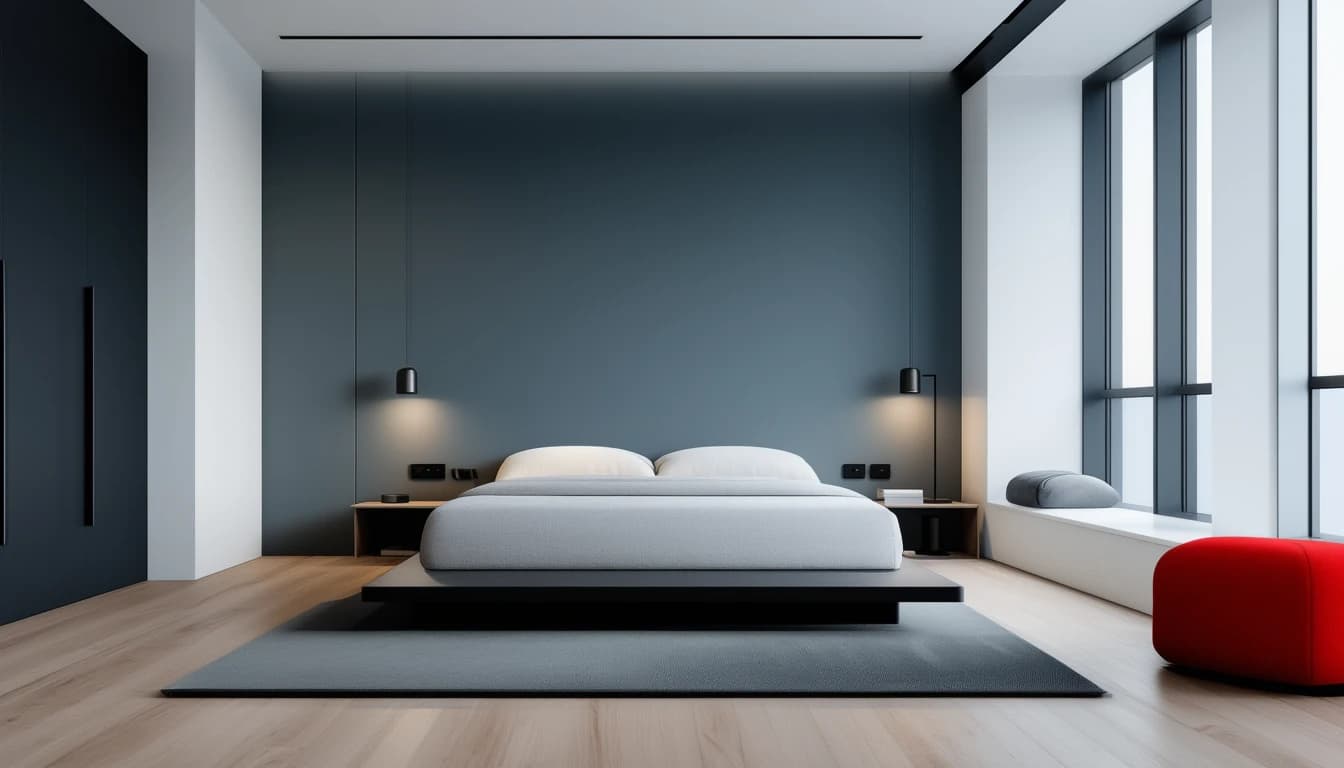 A Athletic Studio bedroom at night