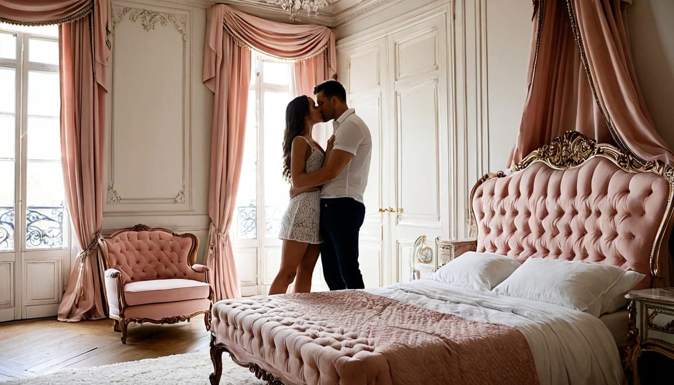 A Parisian Boudoir bedroom at night