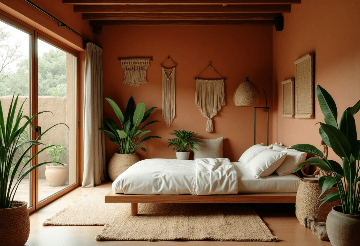 A Warm Organic bedroom at night