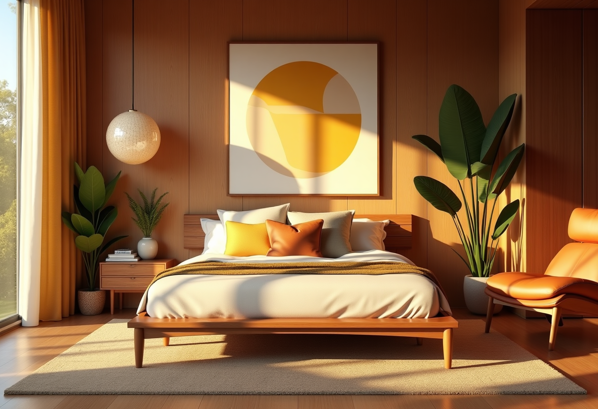 Mid-Century Modern — Teak & mustard