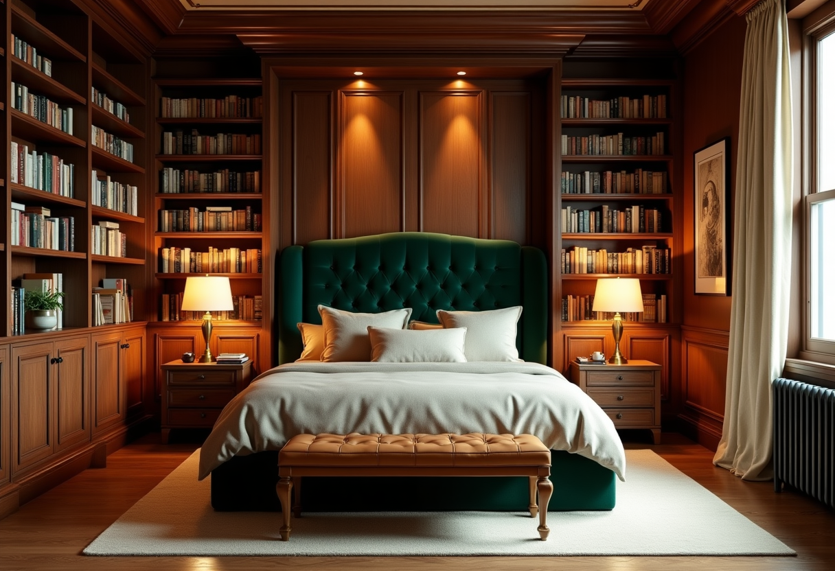 The Study — Walnut & green velvet